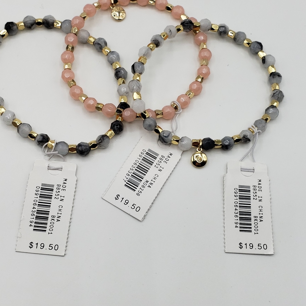 J. Crew Beaded Bracelet Black Grey Pink - Picture 2 of 6